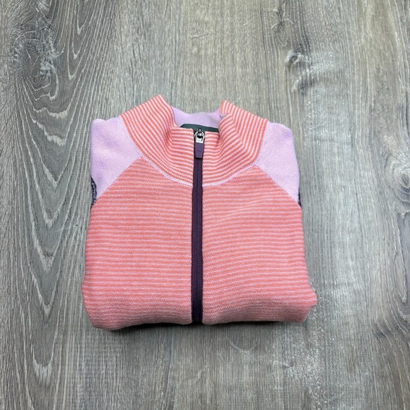 Title Nine Full Zip Ski Sweater Colorful Knit Mock Neck Pink Women's Size Medium - Picture 13 of 13